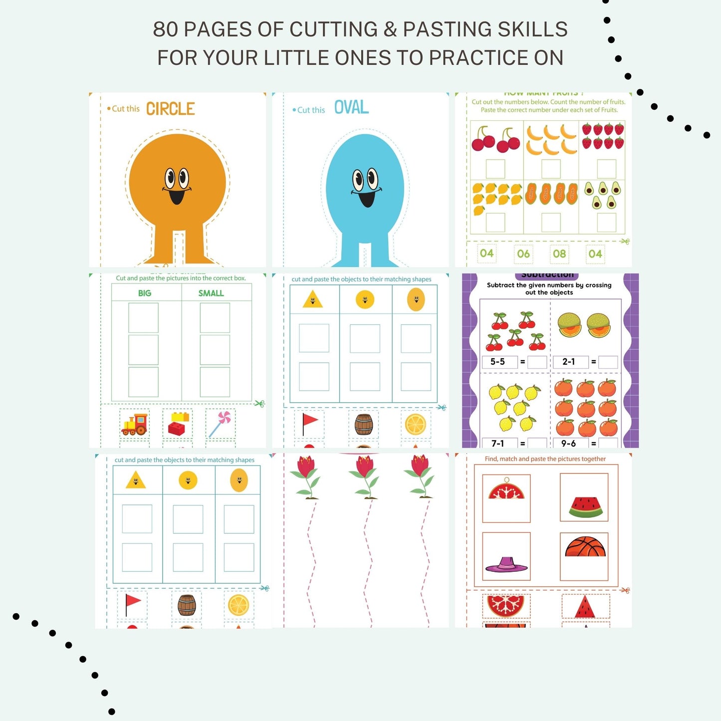 Cutting & Pasting Activity Pages Printable