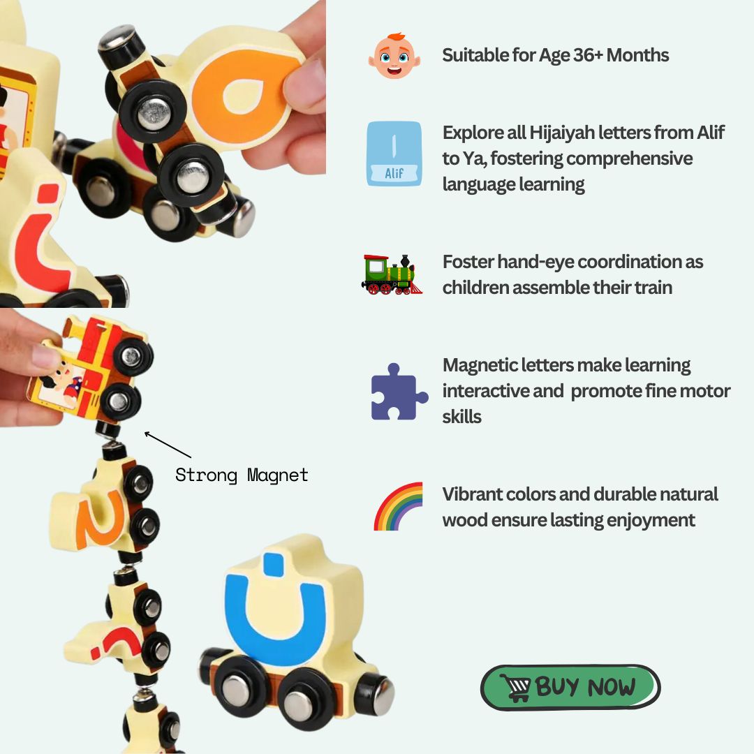 Arabic Alphabet (Hijaiyah) Wooden Train Set